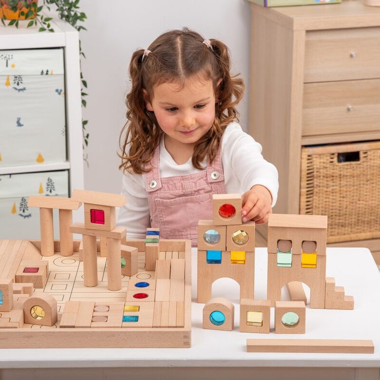 Montessori Wooden Building Gem Blocks