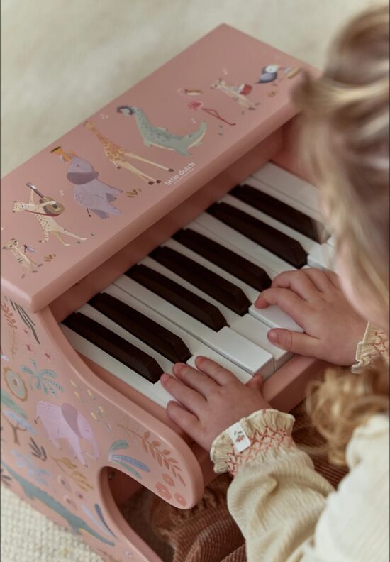 Little Dutch Wooden Piano Safari Friends Pink FSC 7477
