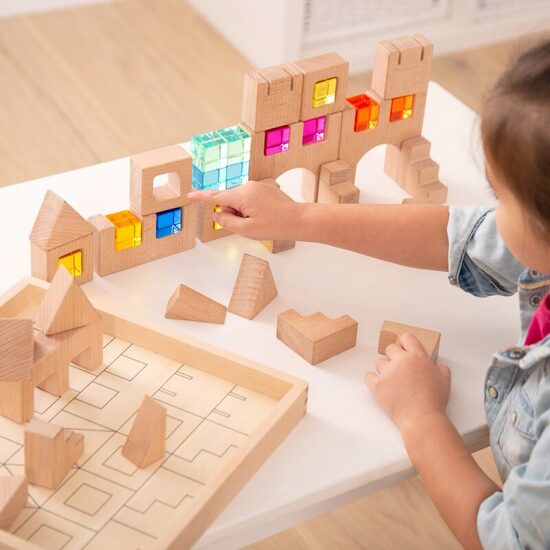 Montessori Wooden Building Gem Blocks