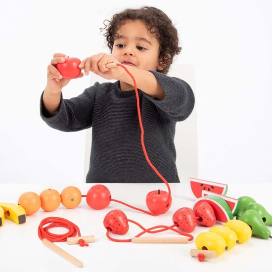 Montessori Wooden Lacing Fruits