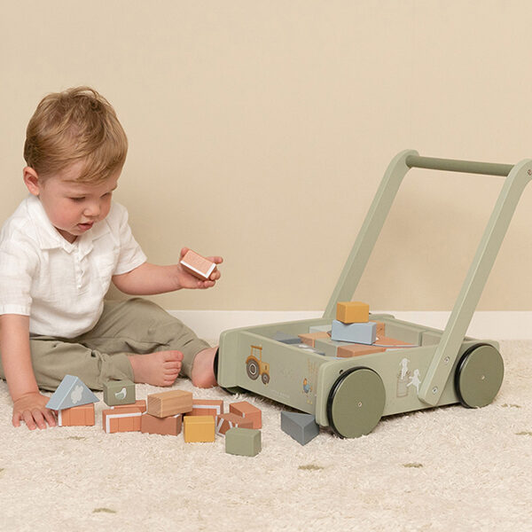 Little Dutch Wooden block trolley Little Farm 7143