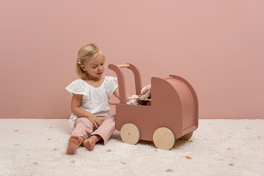 Little Dutch Wooden doll pram with textile FSC 7096