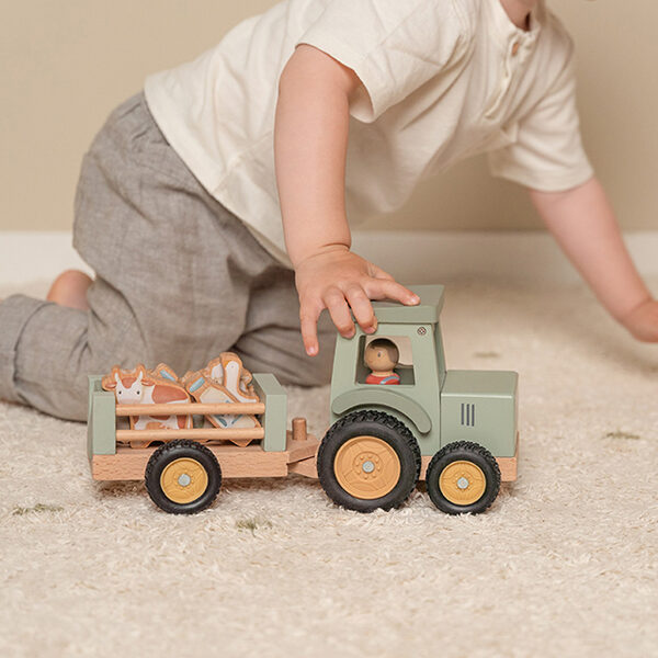 Little Dutch Wooden tractor with trailer FSC 7149