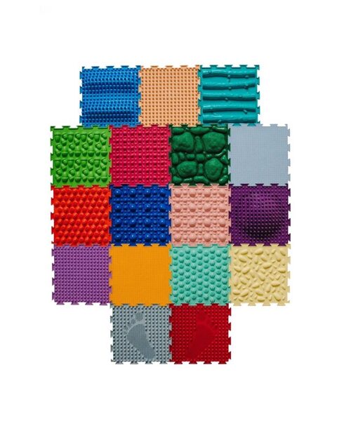 Orthopedic mat set "ORTODON Herkuless" 17 pcs. (1-Pebbles 1-Stones S 1-Stones H 1-Cones 2-Foot-Spruce 1-Icicle 1-Acorns 1-Grass S 1-Grass H 1-Studs 1-Acupuncture H 1-Acupuncture S 1-Stairs 1-Wave 1-Island S 1-Forest moss H)