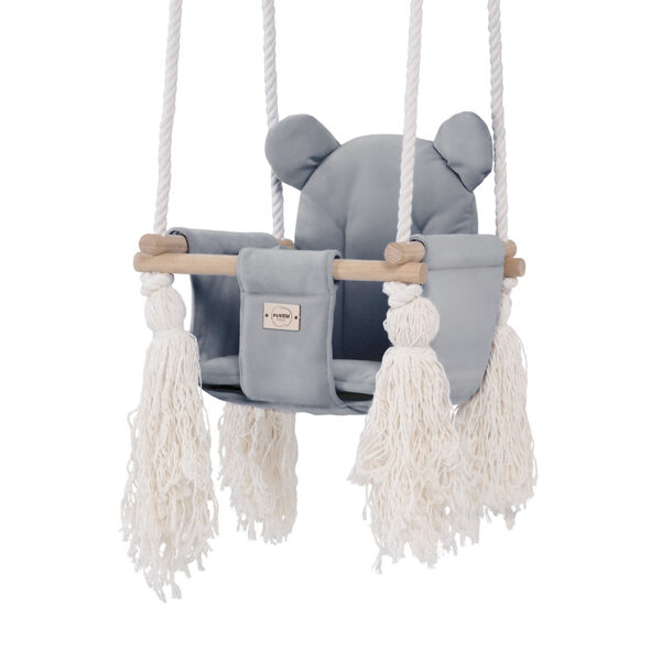 PLUSH NEST Teddy Bear Swing, gray, velvet