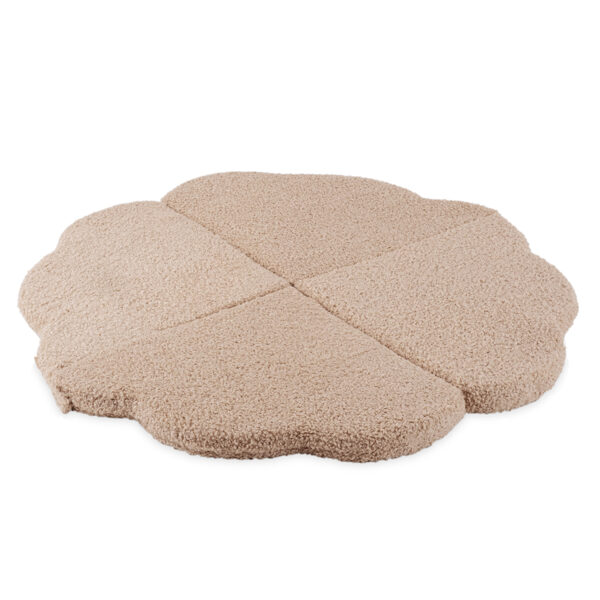 PLUSH NEST flower mat, 115x115x5cm, beige, boucle, fluffy flower