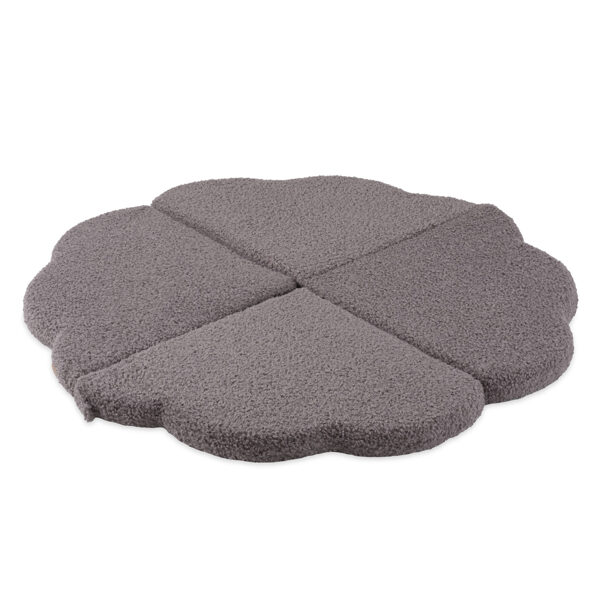 PLUSH NEST flower mat, 115x115x5cm, grey, boucle, fluffy flower