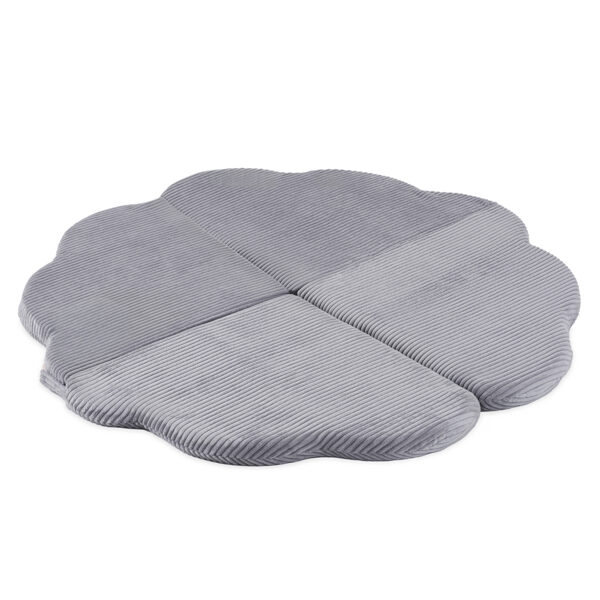 PLUSH NEST flower mat, 115x115x5cm, grey, premium corduroy, fluffy flower