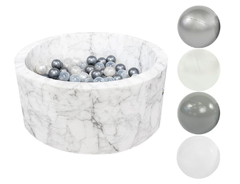 MiSiOO Ball pool Velvet Soft set with 200 balls - White Marble (90x40) Delivery 5-8 working days